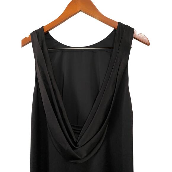 Alice + Olivia Lita Cowl Back Mini Dress Large Black Satin Draped Open Back Chic - Picture 6 of 16